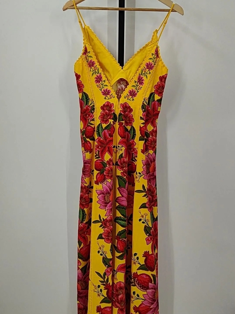 Yellow Summer Fruit Scarf LENZING™ ECOVERO™ Euroflax™ Maxi Dress - Picture 6 of 8